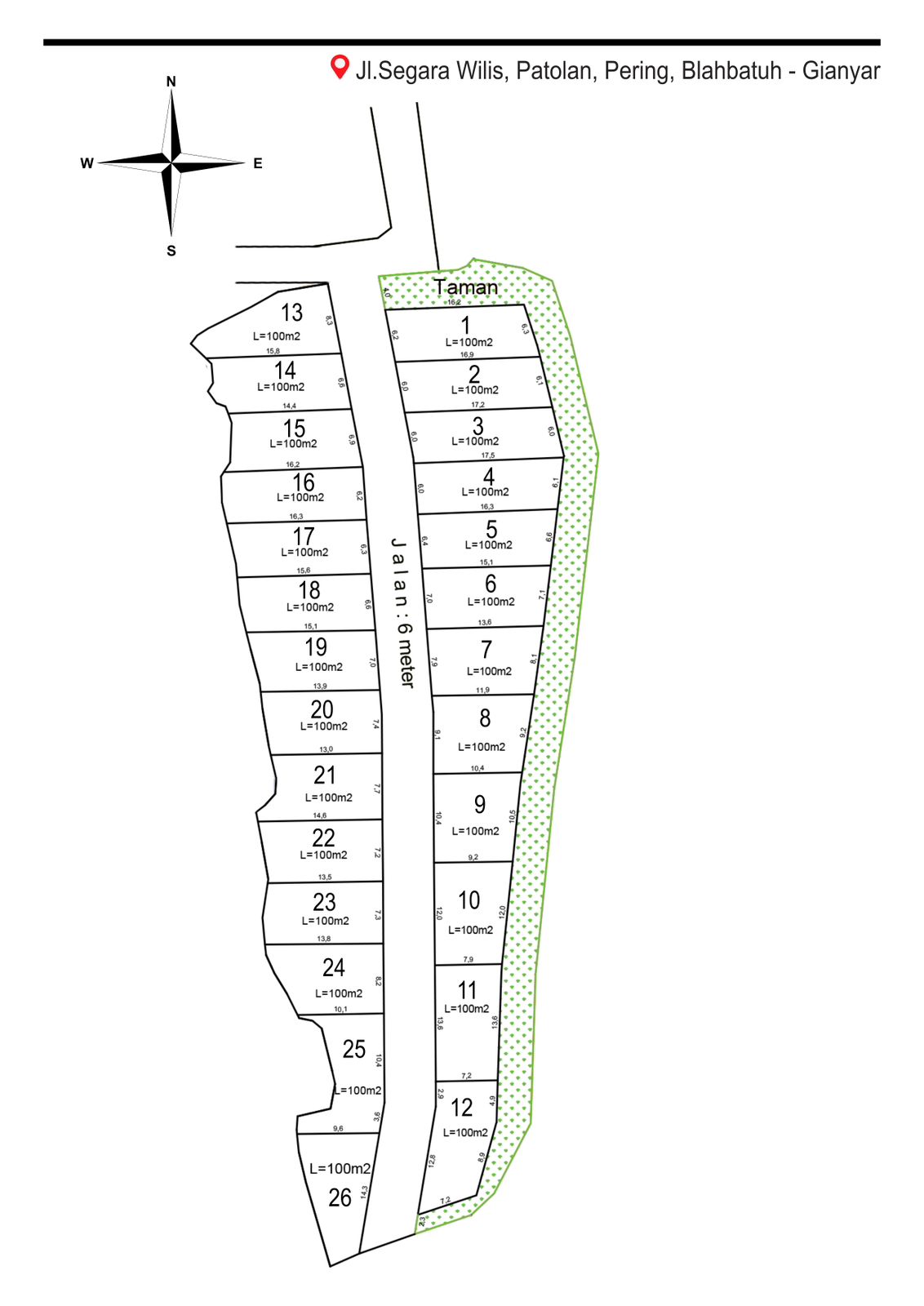 Tanah kavling 1 are di Jl. Segara Wilis, Pering