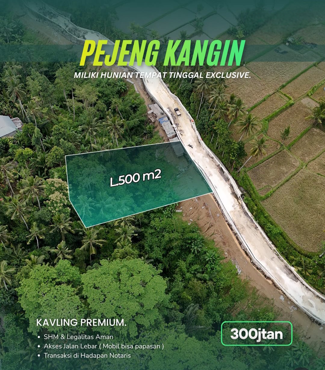 Tanah Kavling 3,58 Are dan 5 Are di Pejeng Kangin, Tampaksiring